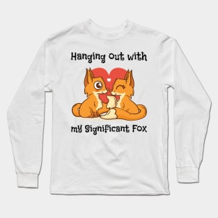 Fox Love For Women Girls Kids Heart Present Poses Long Sleeve T-Shirt